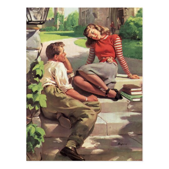 Vintage Love High School Sweethearts Save the Date Postcard