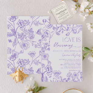 Vintage Love is Blossoming Lavender Bridal Shower Invitation