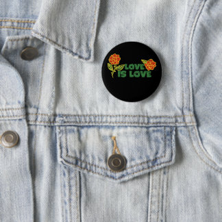 Vintage Love is love red roses art "Love is love" Button