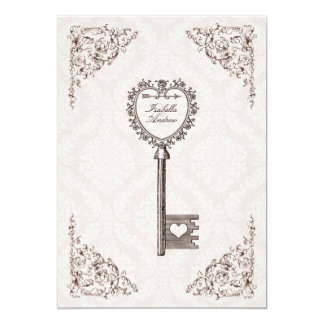 Vintage Love Key Wedding Invitation #V1