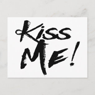 Vintage Love Kiss Me Black And White Postcard