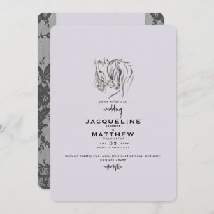 Vintage Love & Lace Lavender Wedding Invitation