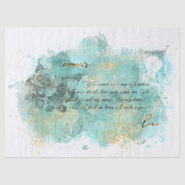 Vintage Love Letter Tissue Paper (Front)