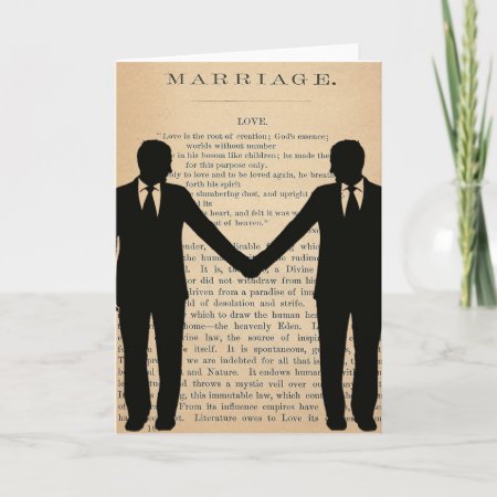 Vintage Love & Marriage Gay Wedding Longfellow Card
