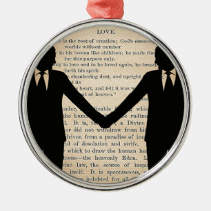 Vintage Love & Marriage Gay Wedding Longfellow Metal Ornament