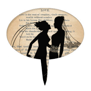 Vintage Love & Marriage Lesbian Wedding Longfellow Cake Topper