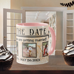 Vintage Love Newspaper Photo Save the Date Mug