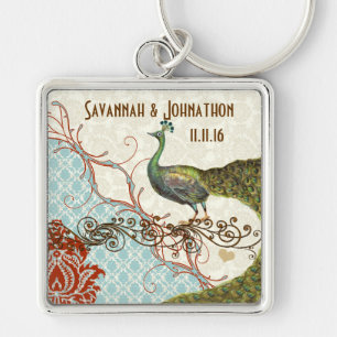 Vintage Love Peacock Wedding Key Chain