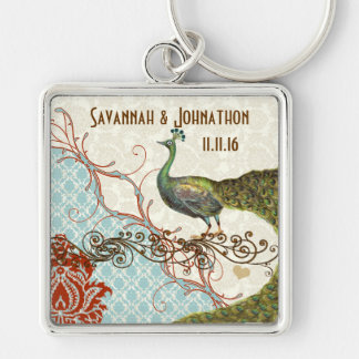 Vintage Love Peacock Wedding Key Chain