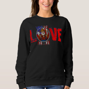 Vintage Love Proud American Flag Farmer 4th Of Jul Sweatshirt