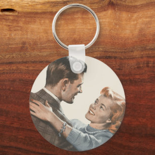 Vintage Love Romance Newlyweds Shall We Dance? Keychain