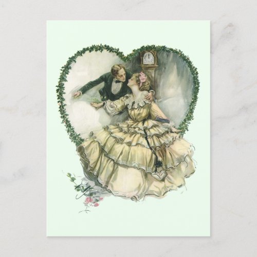 Vintage Love Romantic Christmas Save the Date Announcement Postcard