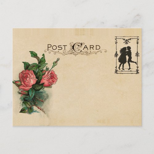 Vintage Love Romantic Roses Floral Flowers French Postcard