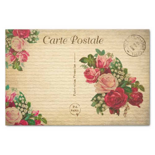 Vintage Love Romantic Roses Floral Flowers French Tissue Paper