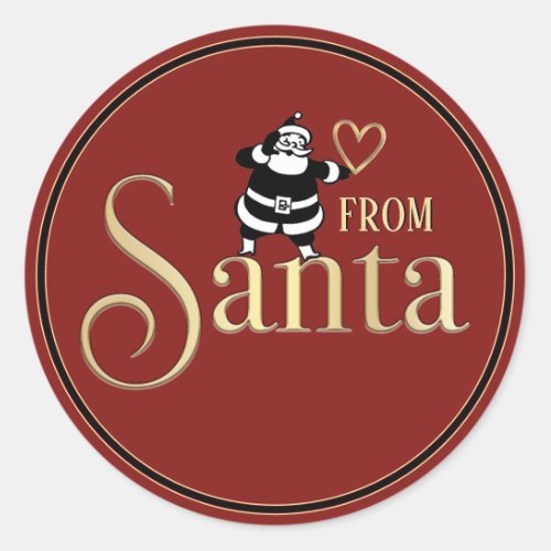 Vintage Love Santa Heart Red Christmas Holiday Classic Round Sticker