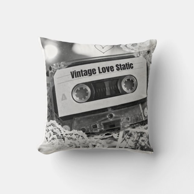 Vintage Love Static Throw Pillow (Front)