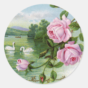 Vintage Love Stickers - Swans