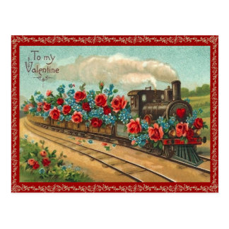 Vintage Love Train Valentine Postcard