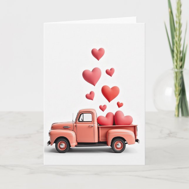 Vintage Love Truck Hearts Card (Front)