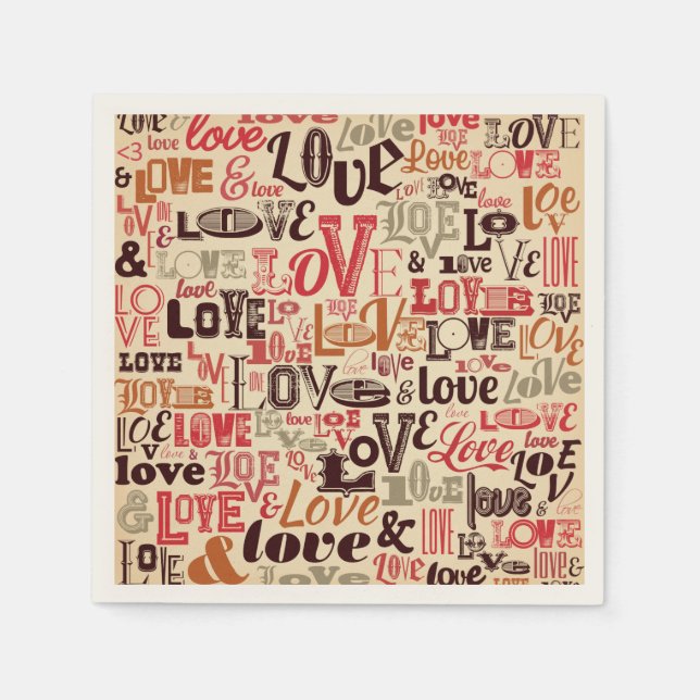 Vintage Love Typography Napkins (Front)