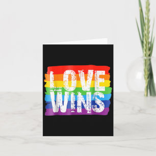 Vintage Love Win Rainbow Peace Sign Pride Lesbian Card