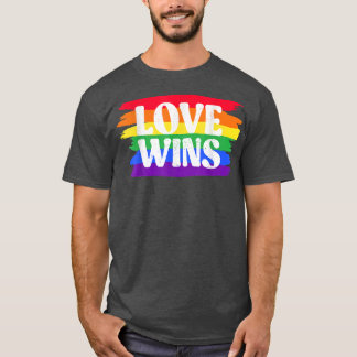 Vintage Love Win Rainbow Peace Sign Pride Lesbian  T-Shirt