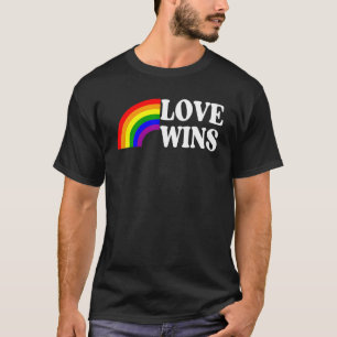 Vintage Love Win Rainbow Peace Sign Pride Lesbian T-Shirt