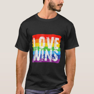 Vintage Love Win Rainbow Peace Sign Pride Lesbian T-Shirt