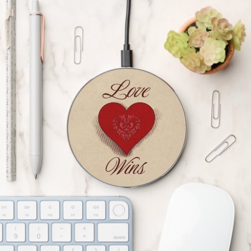 Vintage Love Wins Wireless Charger
