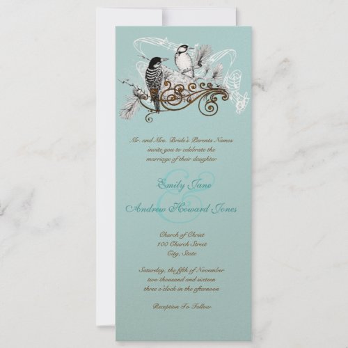 Vintage Love Woodpecker Birds Wedding Invitation