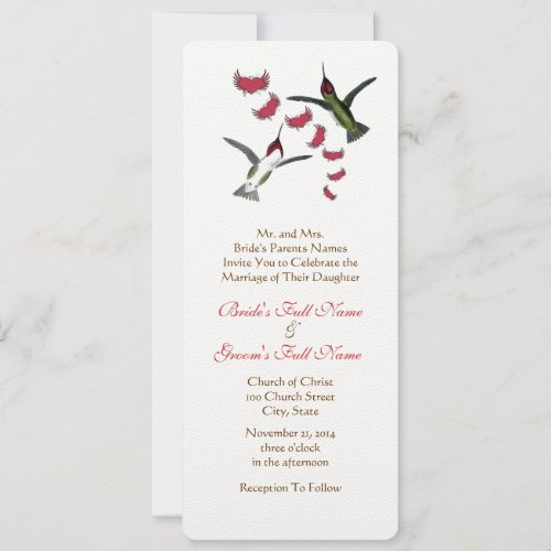 Vintage Lovebird Hummingbird Wedding Invitation