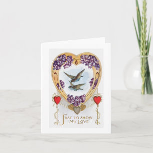 Vintage Lovebirds Bluebirds Valentine's Day Card