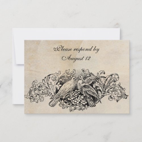Vintage Lovebirds RSVP with envelopes