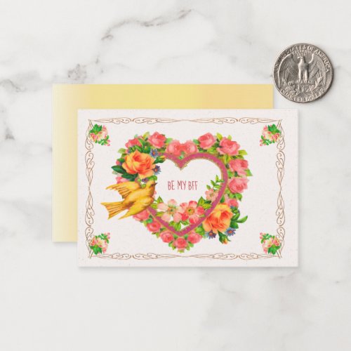 Vintage Loveliness Small and Discreet Valentine Note Card