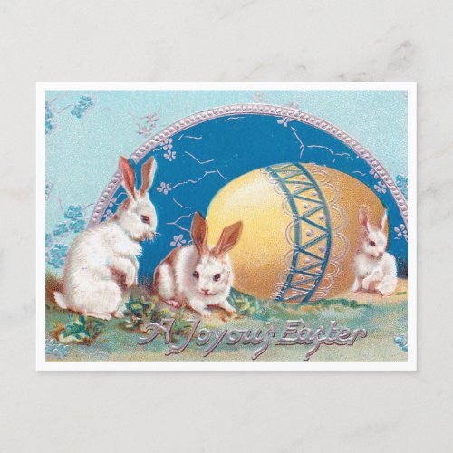 Vintage Lovely Bunny Rabbits with Easter Eggs Postcard