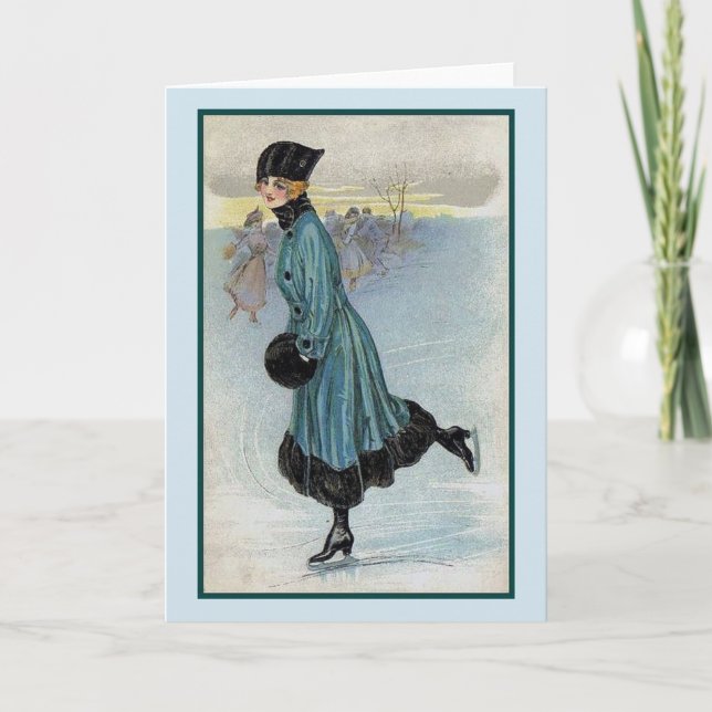 Vintage - Lovely Lady Ice Skating, Card (Front)