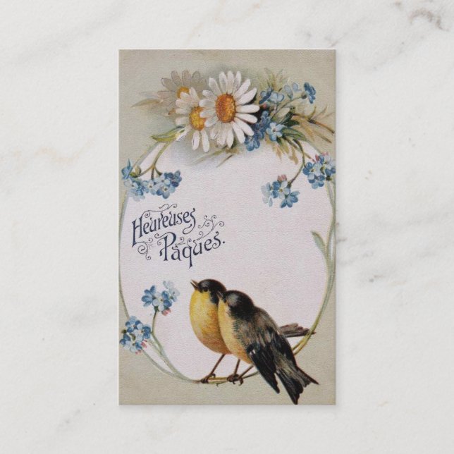 Vintage Lover Bird Easter Greeting Business Card (Front)