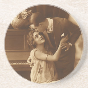 Vintage Lovers,  Love Romance Romantic Music Coaster