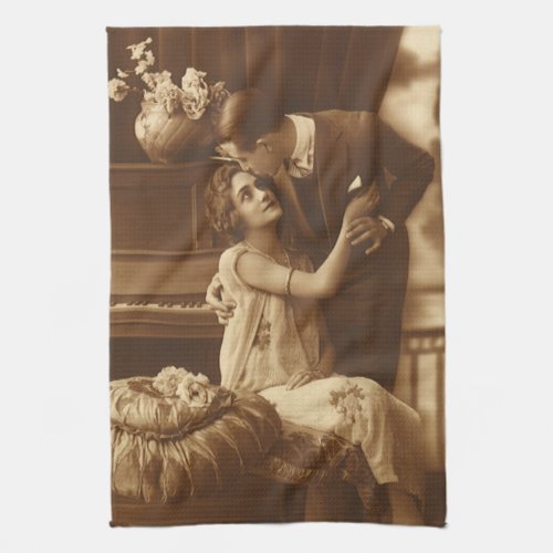 Vintage Lovers  Love Romance Romantic Music Kitchen Towel