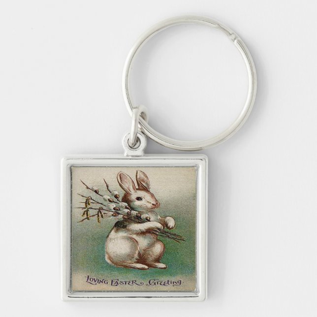 Vintage Loving Easter Greeting Keychain (Front)