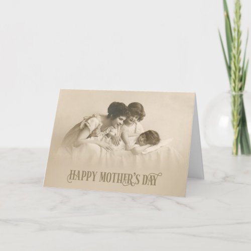 Vintage Loving Mother and Children Holiday Card
