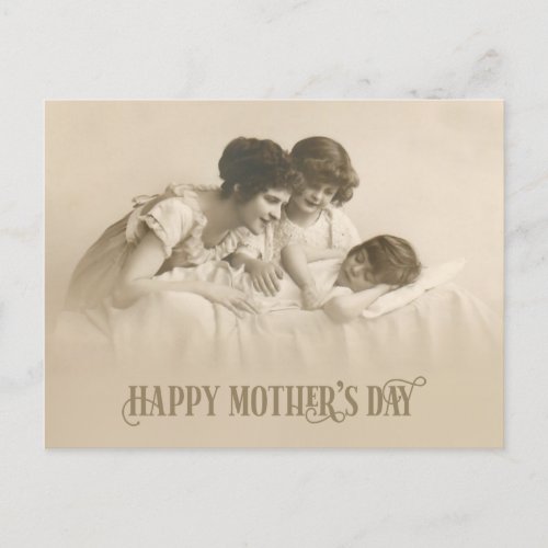 Vintage Loving Mother and Children Holiday Postcard