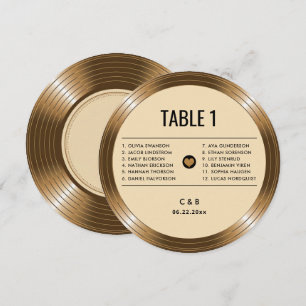 Vintage LP Vinyl Gold Record Music Wedding Table Invitation