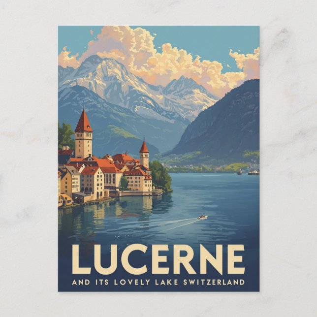 Vintage Lucerne Switzerland Travel Postcard (Front)