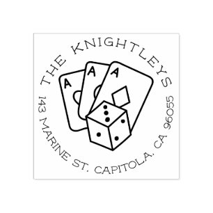 Vintage Lucky Ace Tattoo Family Return Address Rubber Stamp