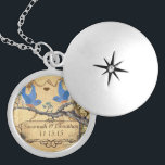 Vintage Lucky Bluebird Wedding Anniversary  Locket Necklace<br><div class="desc">Keepsake Necklaces Choose either Silver or Rose Gold Finish or Sterling Silver Unique Personalized Custom 1st First Christmas Gift Wedding Keepsake Wedding Party Necklaces - to change background color - click customize - click edit - delete background layer and delete or hide and then choose color tool and choose from...</div>