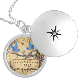 Vintage Lucky Bluebird Wedding Anniversary  Locket Necklace