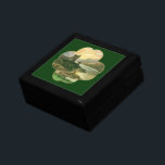 Vintage Lucky Gold Shamrock with an Irish Castle Keepsake Box<br><div class="desc">Vintage illustration Victorian Saint Patrick's Day Greetings holiday image. An Irish landscape with a castle next to a river at sunset inside a large golden lucky shamrock. Four Leaf clovers represent good luck!</div>