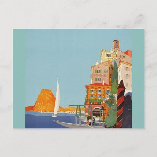 Vintage Lugano Italian Resort Switzerland Postcard