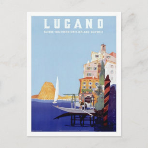 Vintage Lugano, Switzerland Travel Postcard